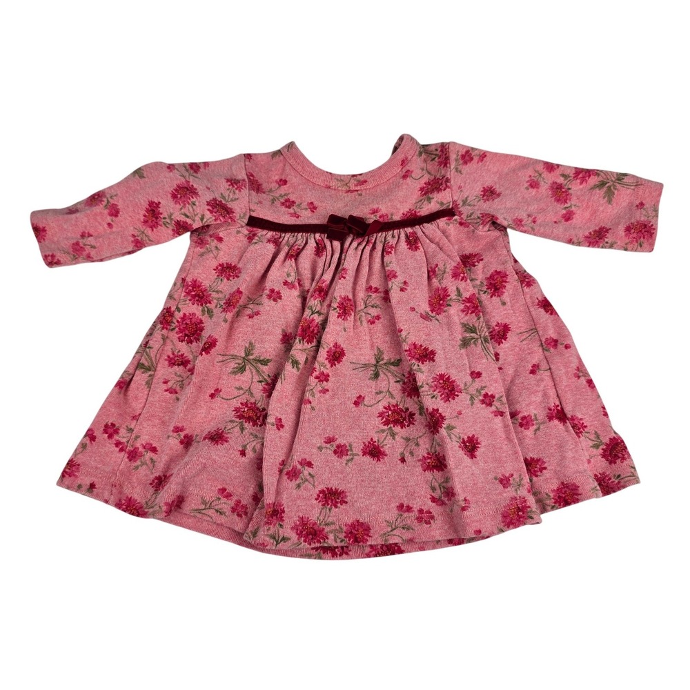 Baby Lulu Pink Floral Knit T-Shirt Dress 100% Cotton Boutique CottageCore VTG